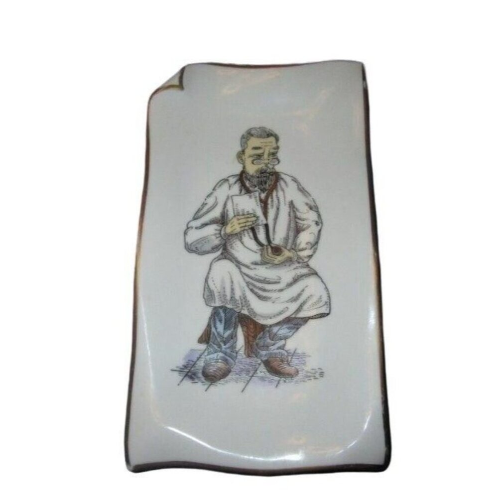 Vtg Whimsical Physician Doctor  Porcelain Andrea Sadek Platter Ashtray Dish